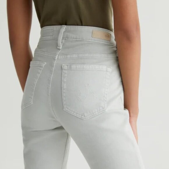 AG Adriano Goldschmied Mari Crop Slim Straight Pastel Green Jeans High Waist - Picture 4 of 9